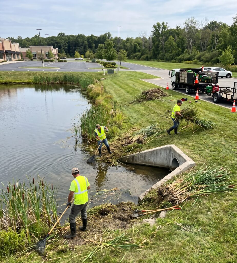 Commercial pond cleanup, Greenville, South Carolina