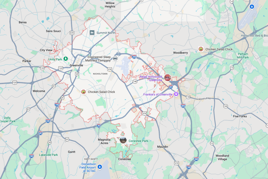 Map of Greenville, SC